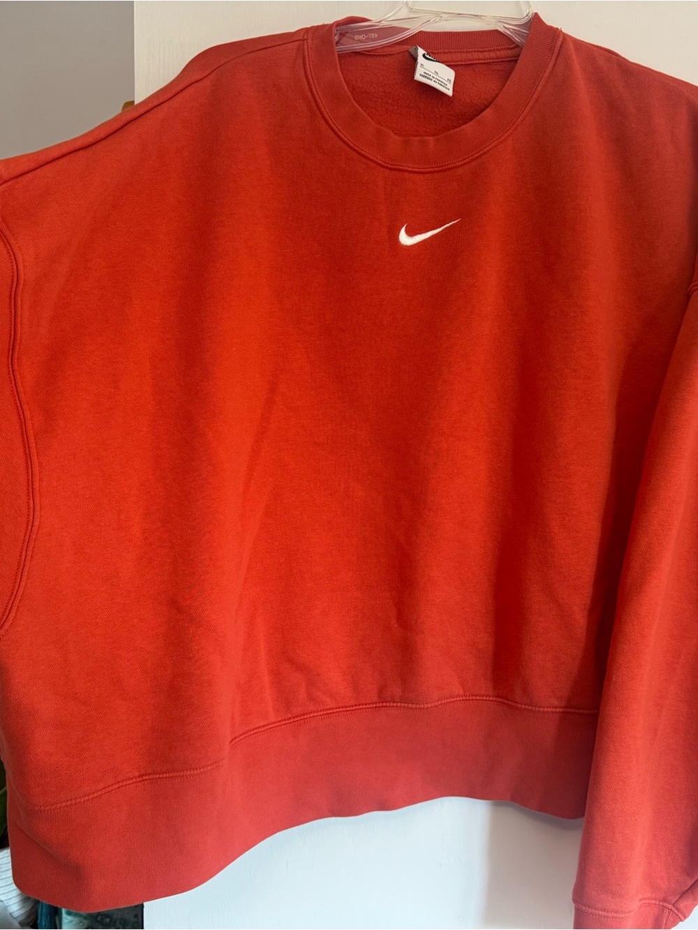 Nike Women’s Orange Crew Sweatshirt with White Swoosh - Picture 2 of 5